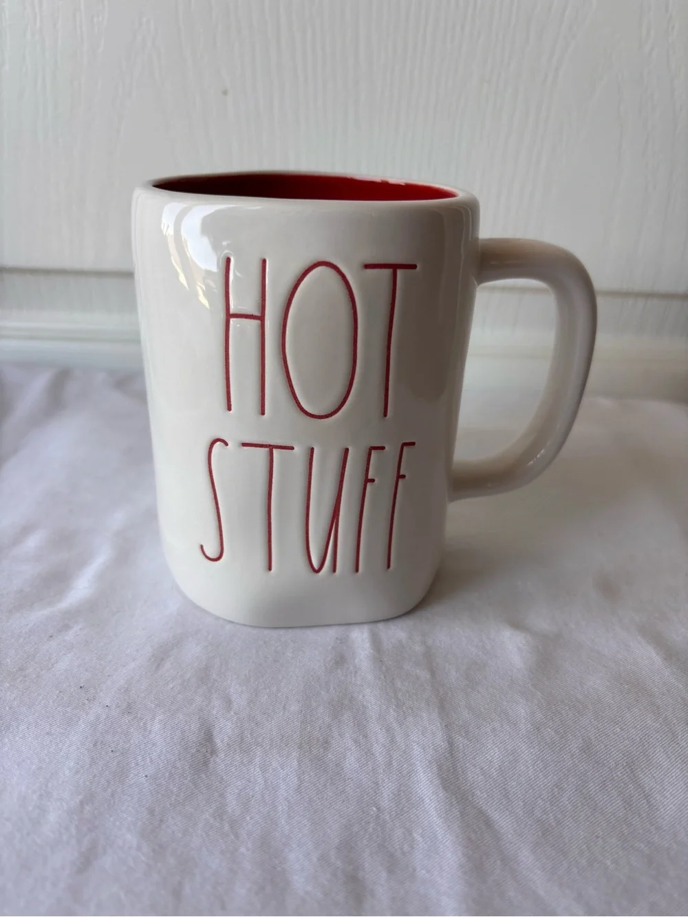 Rae Dunn Hot Stuff Mug Red inside